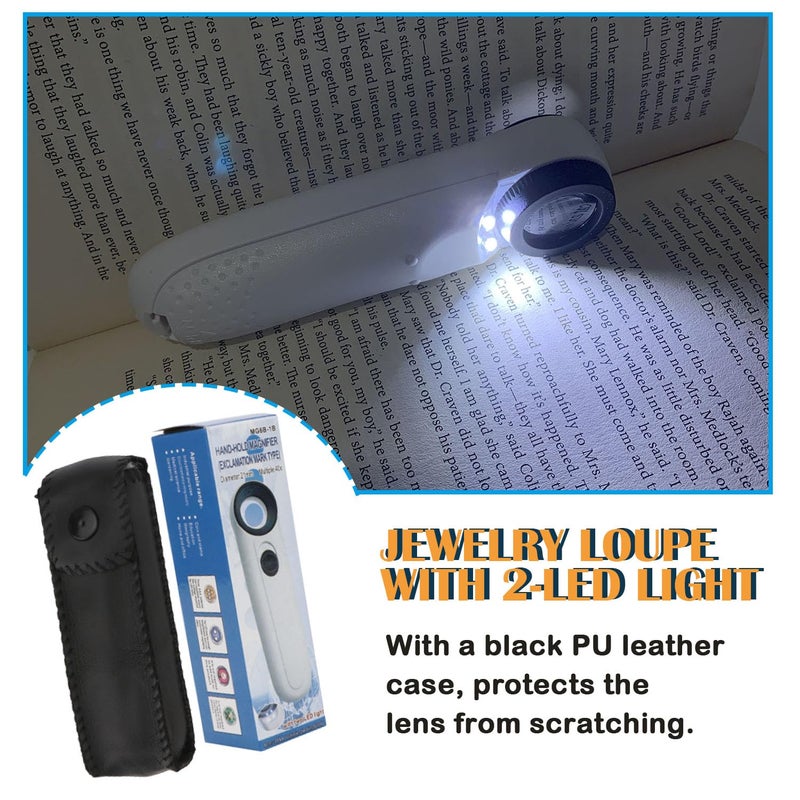Rongon 40X Handheld Magnifier High Power Hand Held Illuminated Magnifying Glass Jeweler Eye Jewelry Loupe Leather Case for Reading Maps Jewelry Watch Repair Tool - Image 5